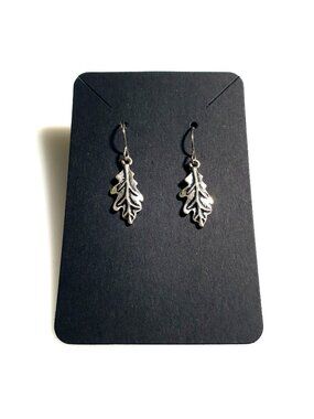 Oak Leaf Drop Earrings Silver Tone Lightweight Nature Inspired Hook Jewelry Gift